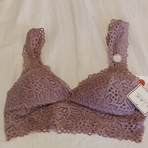 NWT IJAK Women's Small Lace Bralette in Mauve. Sexy, Comfy, Dressy.
